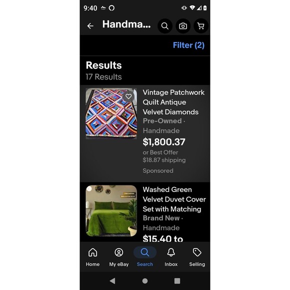 Vintage Patchwork Quilt Satin Velvet Diamonds 90s Signed PHOTOS Cond. 80" X 100" - Picture 13 of 13